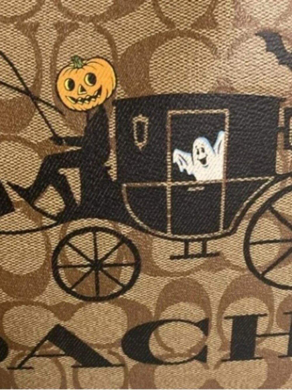 COACH City Tote Bag Signature Canvas Halloween Carriage - Picture 4 of 6